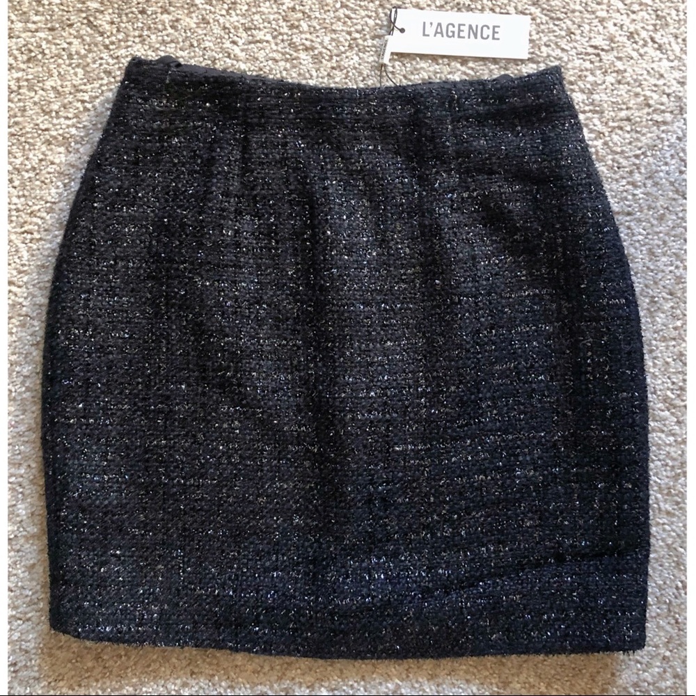 L’agence Livia Tweed Mini Skirt - BLACK Size 0